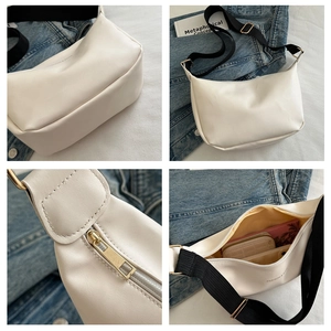 Detailed views of white PU tote bag featuring golden hardware and fashion lettering