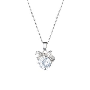 Collier élégant avec pendentif en nœud, pierre centrale brillante et détails scintillants