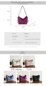 Size diagram and specifications for nylon tote bag measuring thirty-eight by twenty-eight cm