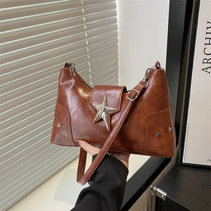 Borsa Sottoascellare Vintage Punk da Donna Y2K Dolce Cool Stella in Metallo Borsa a Tracolla in Pelle PU Borsa Retro per Pendolari
