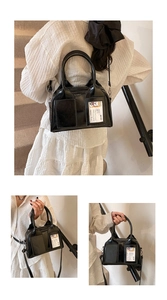 Sac Boston en cuir verni noir avec fente pour carte de chien et doubles poignées
