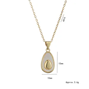 Collana minimalista con pendente avocado placcata in oro per donna con inserto in madreperla