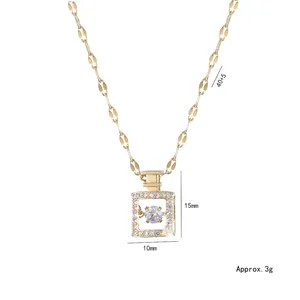 Collier doré en forme de flacon avec pendentif zircon 15x10mm et chaîne de 40+5cm
