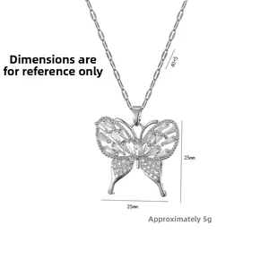 Macro shot of butterfly pendant with cubic zirconia inlay and 25mm dimensions detail