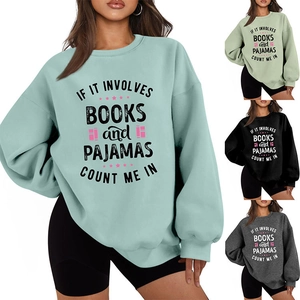 Détails de quatre sweats à capuche décontractés avec imprimé livres en plusieurs couleurs