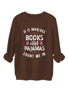 Détail des poignets côtelés et imprimé slogan sur un sweat-shirt en peluche marron