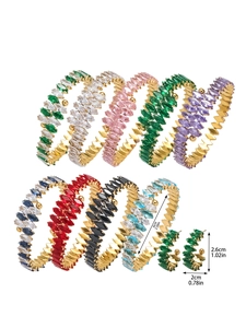 Detailed size specifications for gold marquise-cut zircon earrings in multiple vibrant colors