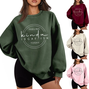 Detail of oversized crewneck sweatshirts in multiple colors with graphic print design