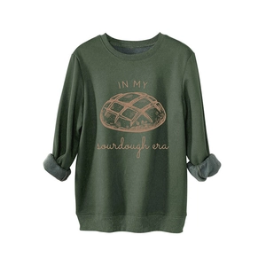 Sweat-shirt vert foncé Sourdough Era avec doublure polaire épaisse et col rond