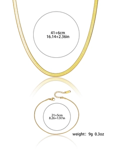 Dimensions de l'ensemble de chaînes serpent avec détails du poids et chaînes réglables