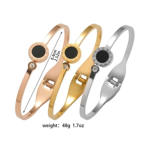 Rose gold silver gold Roman numeral stainless steel bangles set with crystals