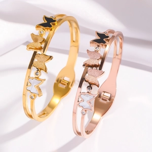 Bracelets papillon dépolis en or et or rose avec zircons et nacre de style élégant