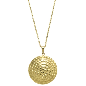Collier élégant avec pendentif doré rond à texture spirale sur une chaîne fine et chic
