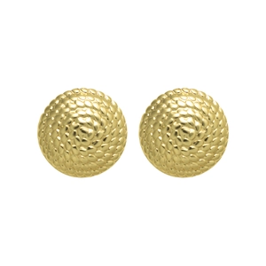 Boucles d'oreilles rondes dorées avec design dôme texturé et finition métal vintage
