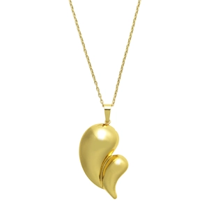 Collier élégant doré avec pendentif coeur poli miroir et fine chaîne maille forçat