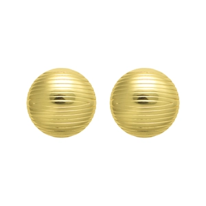 Boucles d'oreilles rondes dorées polies avec motif en spirale sur fond blanc brillant