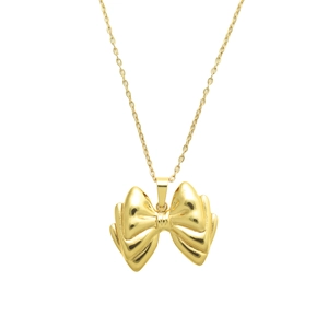 Collier à nœud doré poli avec pendentif superposé sur une fine chaîne élégante