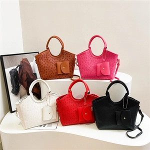 Luxury floral embossed tote bags in five colors with matching detachable mini pouches