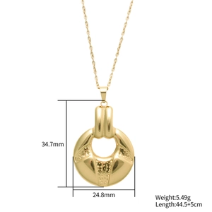 Collier élégant en or avec pendentif rond creux texturé pour femme au design épuré