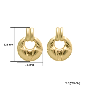 Boucles d'oreilles heurtoir dorées style fleur, dimensions 32,5 mm par 24,8 mm