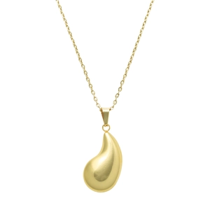 French vintage style minimalist gold teardrop pendant necklace for women's fashion