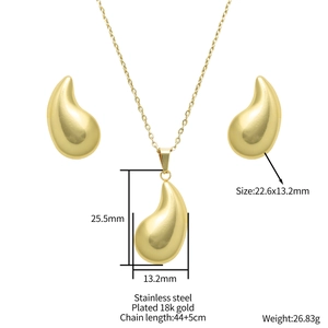 French vintage waterdrop jewelry set with 18K gold plated stainless steel necklace