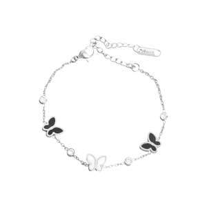 Bracelet minimaliste en acier inoxydable doré 18K avec papillons et pierres serties