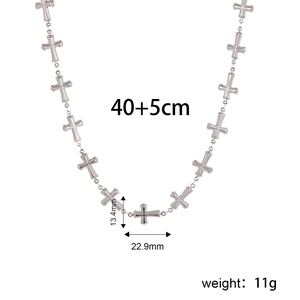 Detailed size specifications for the stainless steel beaded cross pendant necklace