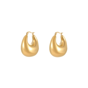 Boucles d'oreilles créoles vintage françaises en or poli avec design goutte d'eau