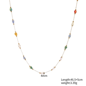 Chic gold chain necklace featuring colorful faceted crystal beads in a boho ethnic style
