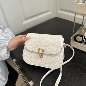 Women Woven Texture PU Leather Small Square Crossbody Bag Vintage Horsebit Buckle Shoulder Bag For Daily Commuting
