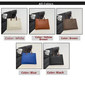 Colección de bolsos tote de cuero en cinco colores elegantes con asas en contraste
