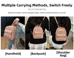 Drei-Wege-Rosa-Rucksack für Damen mit geometrischem Bärendruck für den Alltag