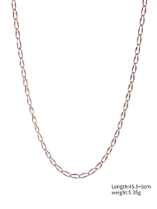 Detail of gold chain necklace with purple enamel drips, length 45.5+5cm and weight 5.3g