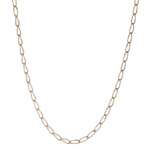 Minimalist gold link chain necklace with white enamel inlays on oval stainless steel links