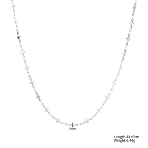 Collier en acier inoxydable à maillons croisés poli avec longueur de 44+5cm