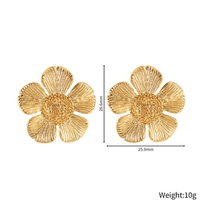 Ohrringe aus Titanstahl mit 18K Gold, Blütenblattform und gebürsteter Textur, 26,6 mm