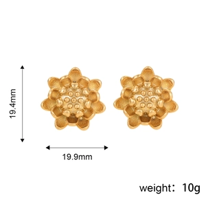 18K gold plated stainless steel flower stud earrings with layered petal design