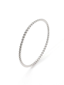 Detailed view of silver twisted rope ring band made of premium stainless steel