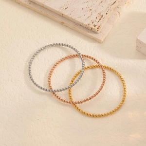 Twisted Rope Bangle Bracelet Stainless Steel Gold Plated Minimalist Chic Jewelry For Women Fashion Spiral Design