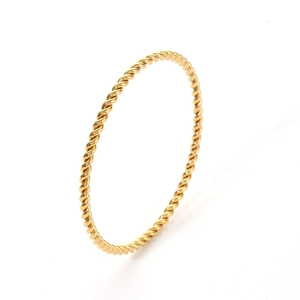 Minimalist gold rope bracelet with double-strand spiral twist and polished steel finish