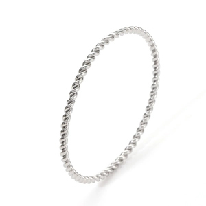 Polished silver stainless steel twist rope ring featuring a delicate spiral texture design