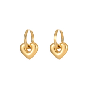 Polished gold heart hoop earrings with a minimalist geometric design for women