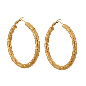 Bohemian gold spiral hollow hoop earrings with chunky twisted texture for women