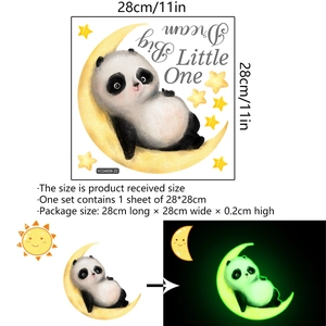 Luminous panda on moon wall stickers with stars and Dream Big slogan for kids room