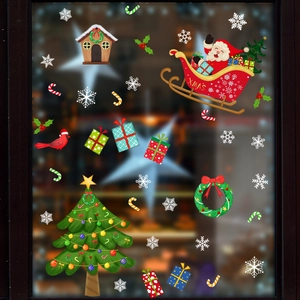 Stickers électrostatiques Père Noël et sapin de Noël pour décoration festive des vitres
