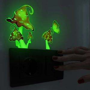 Luminous mushroom wall stickers for light switches glowing in the dark for bedroom decor