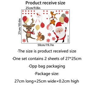Detail view of 27x25cm Christmas wall stickers with Santa, reindeer and fox designs