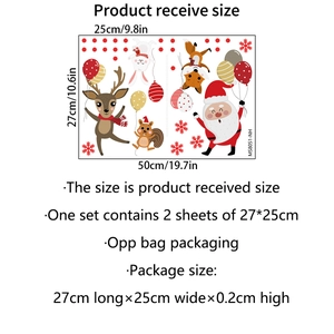 Christmas wall decal set with Santa Claus, reindeer and balloons for room decoration