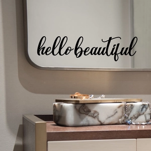 Minimalist black hello beautiful wall sticker for bedroom mirrors and smooth home surfaces